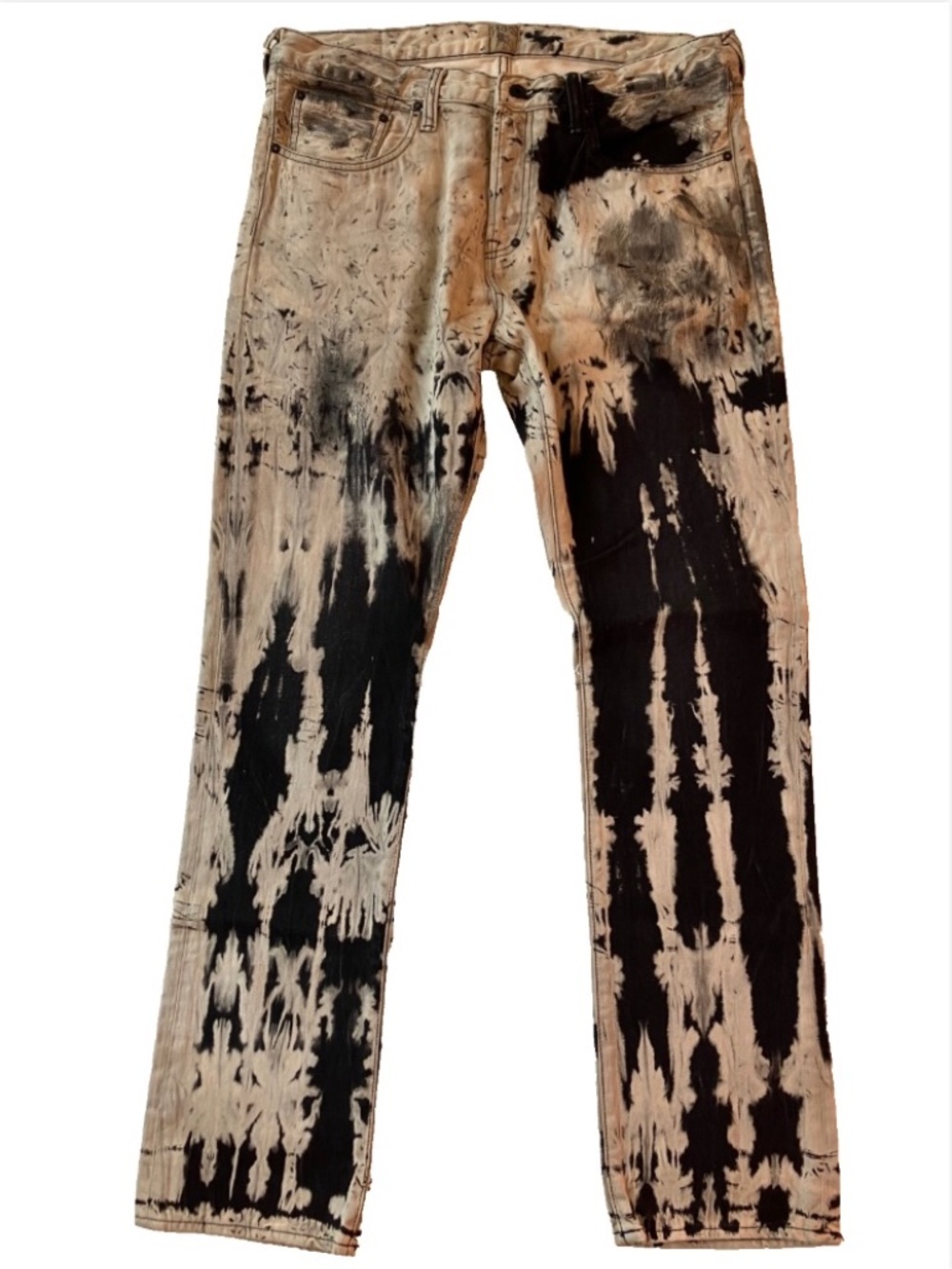 New w/Tags PRPS E70P21V Black/Beige Straight Leg Button Fly Jeans 36 x 35
